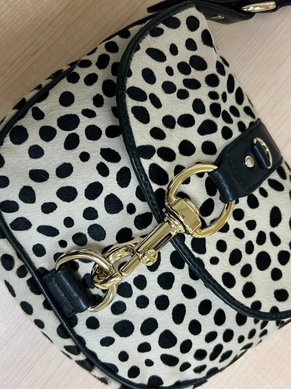 Rebecca Minkoff Pony Hair Dalmatian Print Crossbody Bag Gold Hardware - Picture 5 of 14